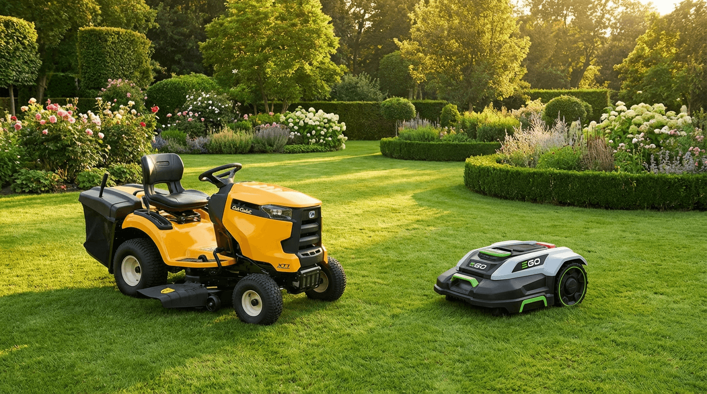 traktorová kosačka vs robotická kosačka - rozdiel- výhody